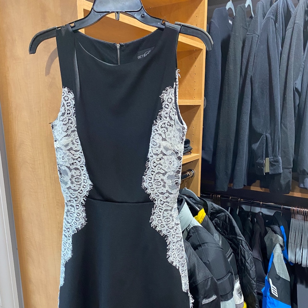 Betsy Adams Fit & Flare Dress, Black w/white lace